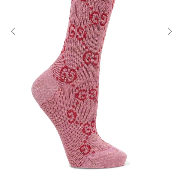 第1位獲得 グッチ Gucci レディース ソックス インナー 下着 Pink And Red Lame Gg Socks Pink シニアファッション